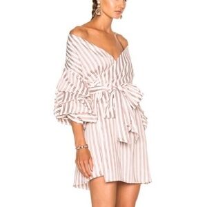 NEW Alexis Striped Off-the-shoulder Wrap Dress